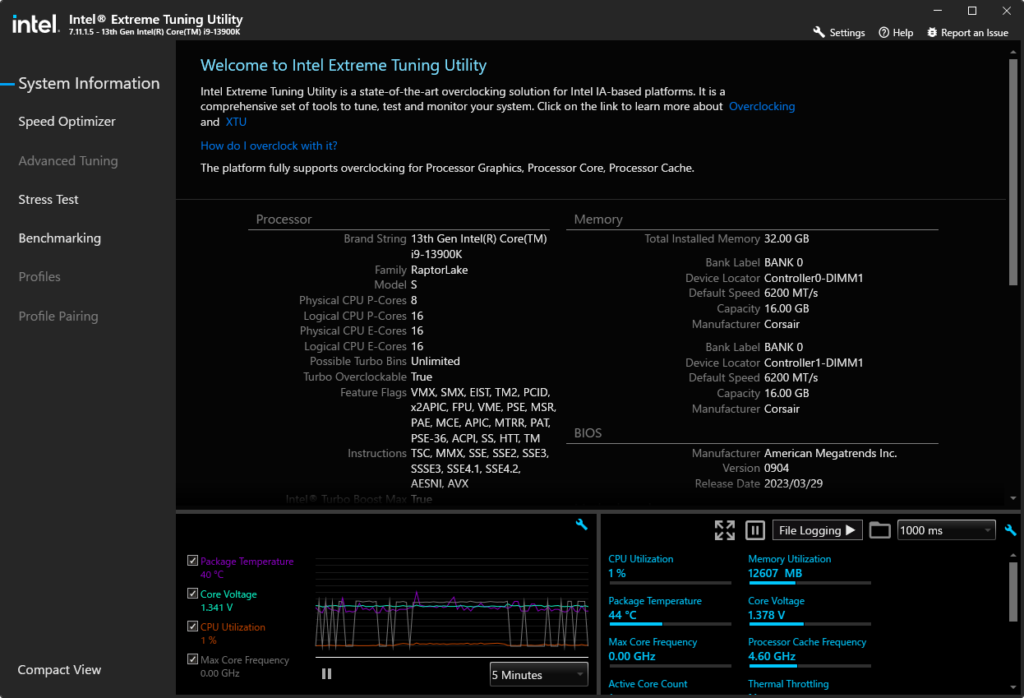 13900Kにインテル XTU「Intel Extreme Tuning Utility」のSpeed Optimizer を使ってみた。